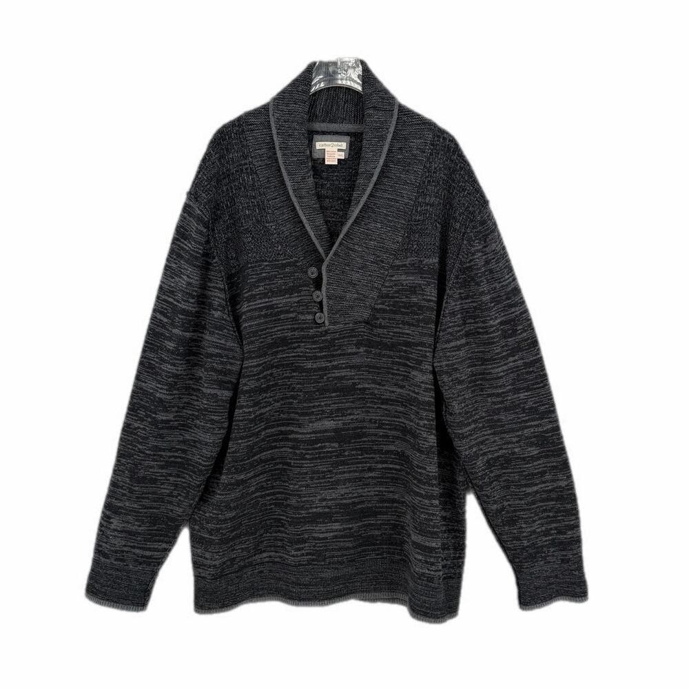 Carbon 2 Cobalt Men's 100% Cotton Collared Button Heather Gray Sweater Grandpa